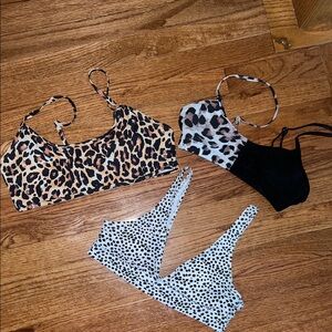 SHEIN Set of 3 Bathing Suit Animal Print Bikini Tops Size Medium